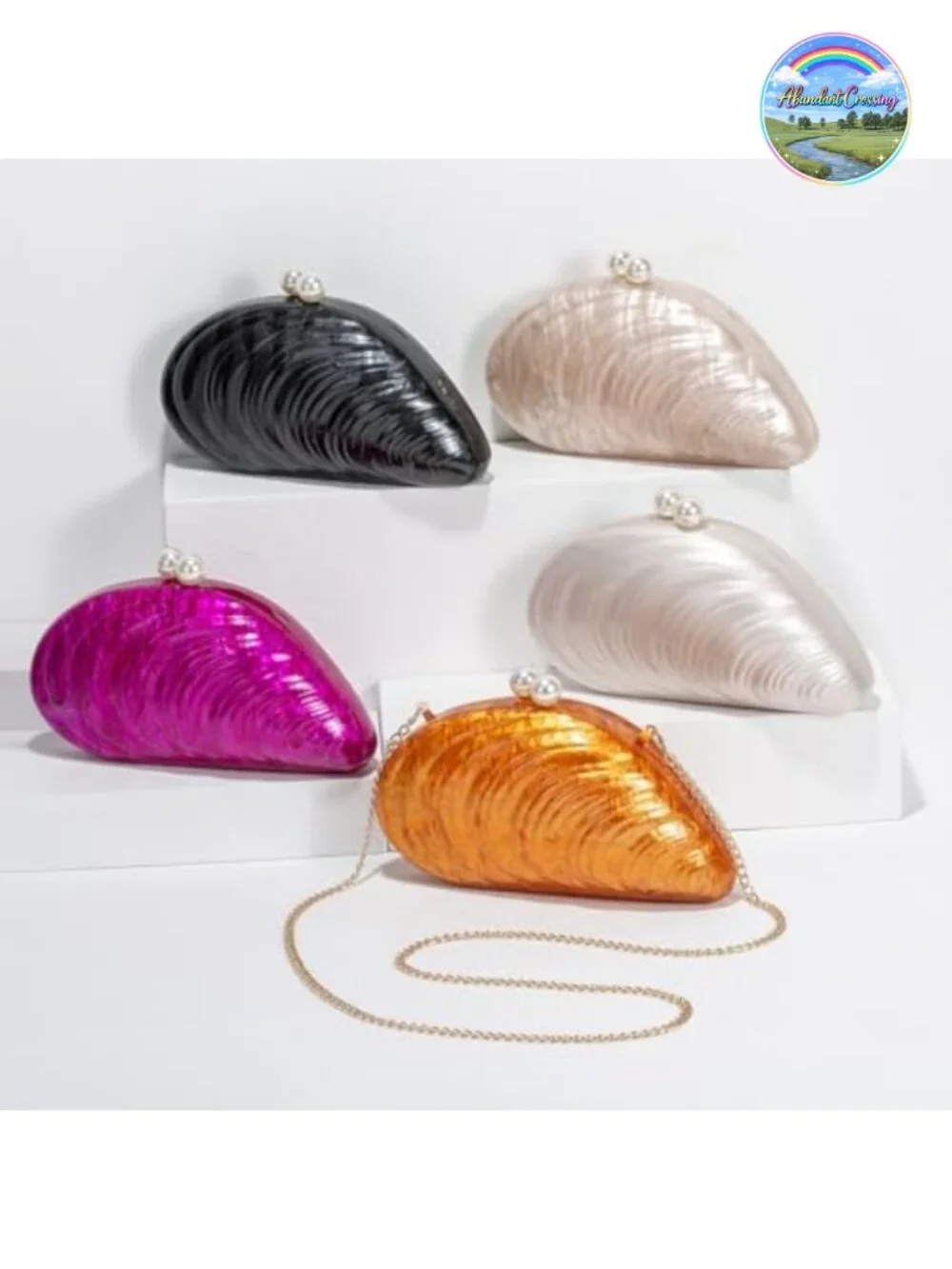 Acrylic Evening Clutch Bag with Marble Glitter Finish